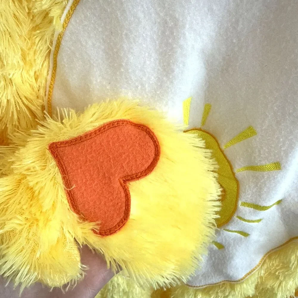 Care Bears Funshine Bear Costume Kids Girls XL Yellow Plush Hooded Halloween